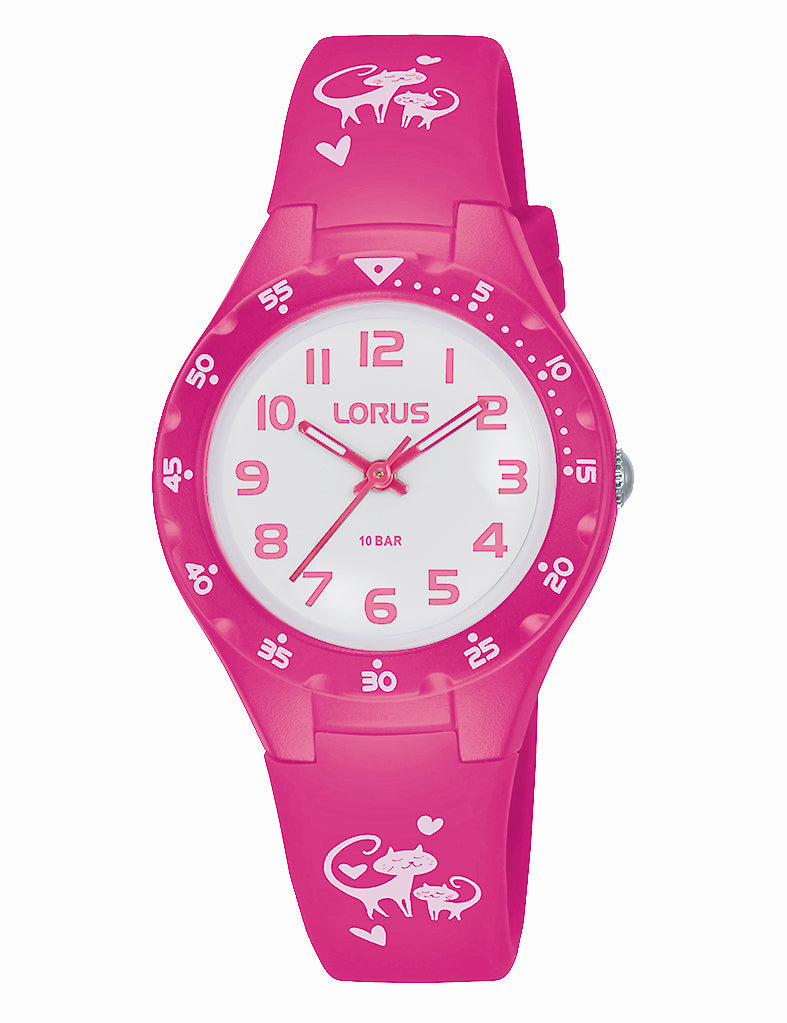 Lorus Pink Cat Band Watch Girls