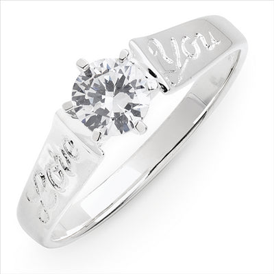 Silver Solitaire Ring With One Cubic Zirconium