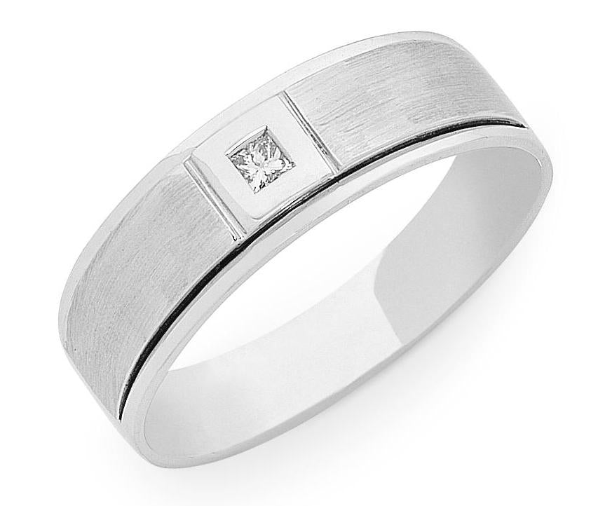 Silver Gents Ring With Square Bezel Set Cz