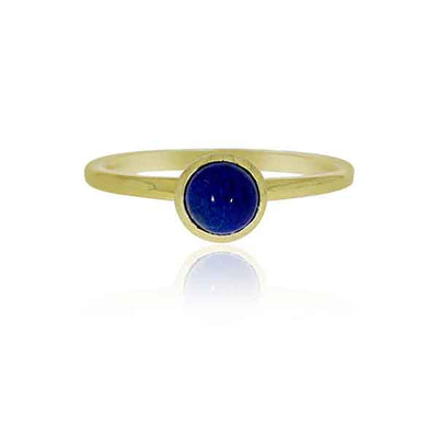 Mojo Yellow Gold Plated Stacker Ring With Lapis Lazuli - Stacker Ring