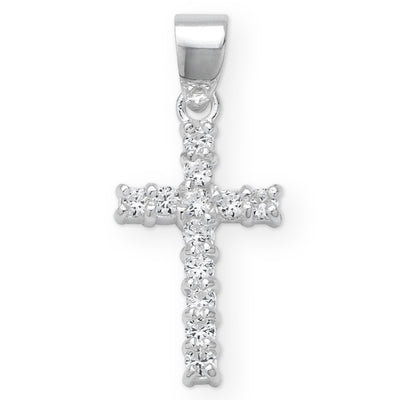Silver Cross Pendant With Cubic Zirconiums