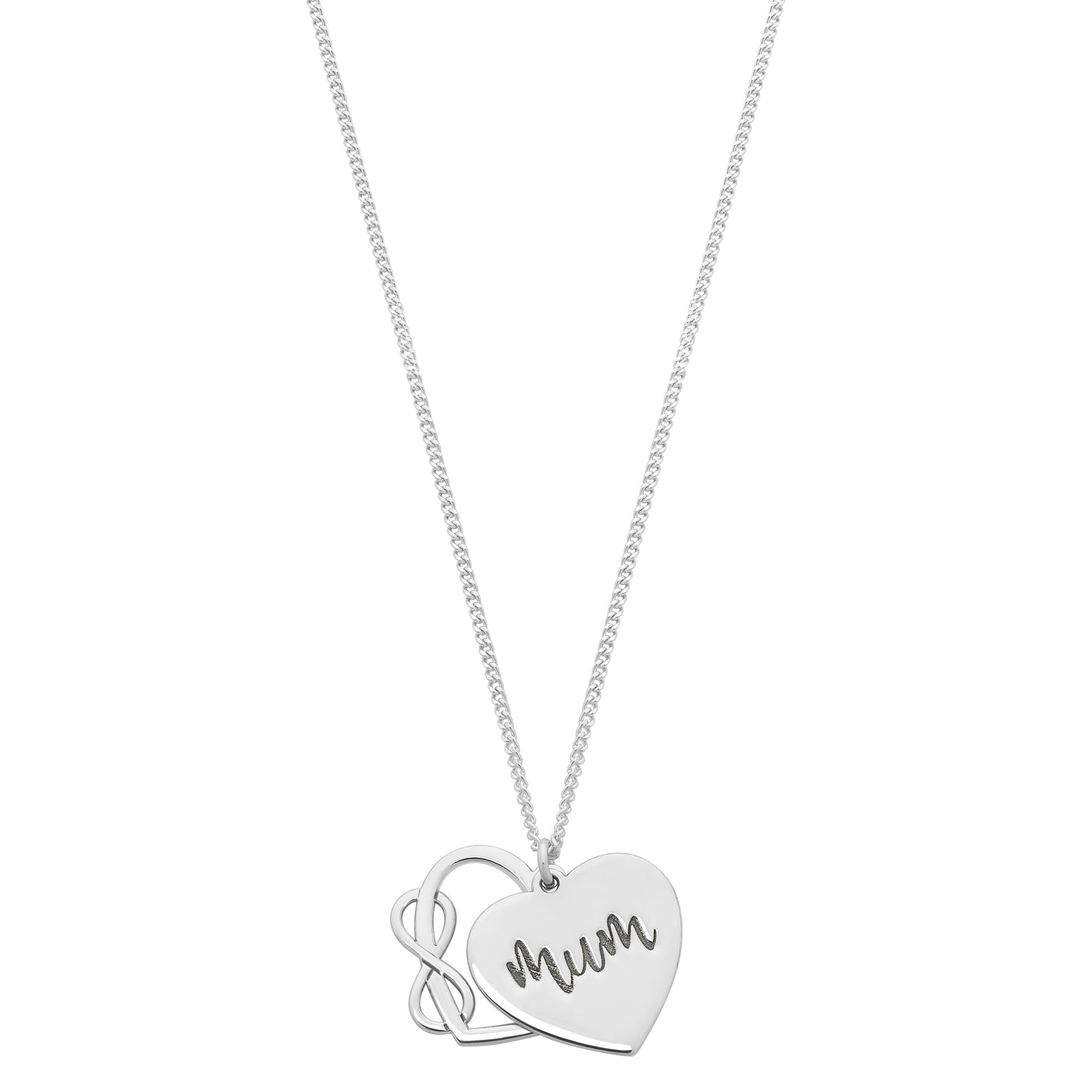 Sterling Silver Mum Heart Infinity Pendant