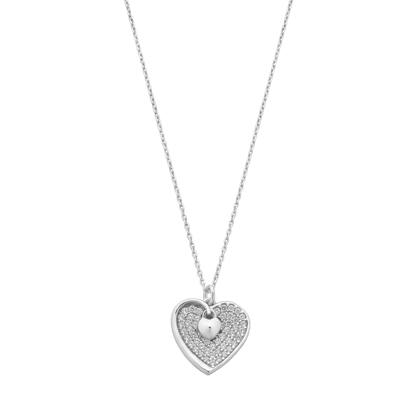 Cz Cluster Heart Necklace