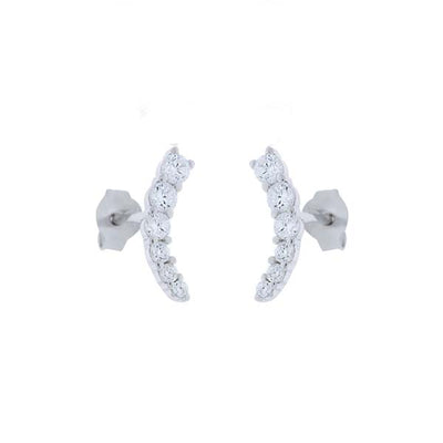 Silver Ear Climber Cubic Zirconia Earrings
