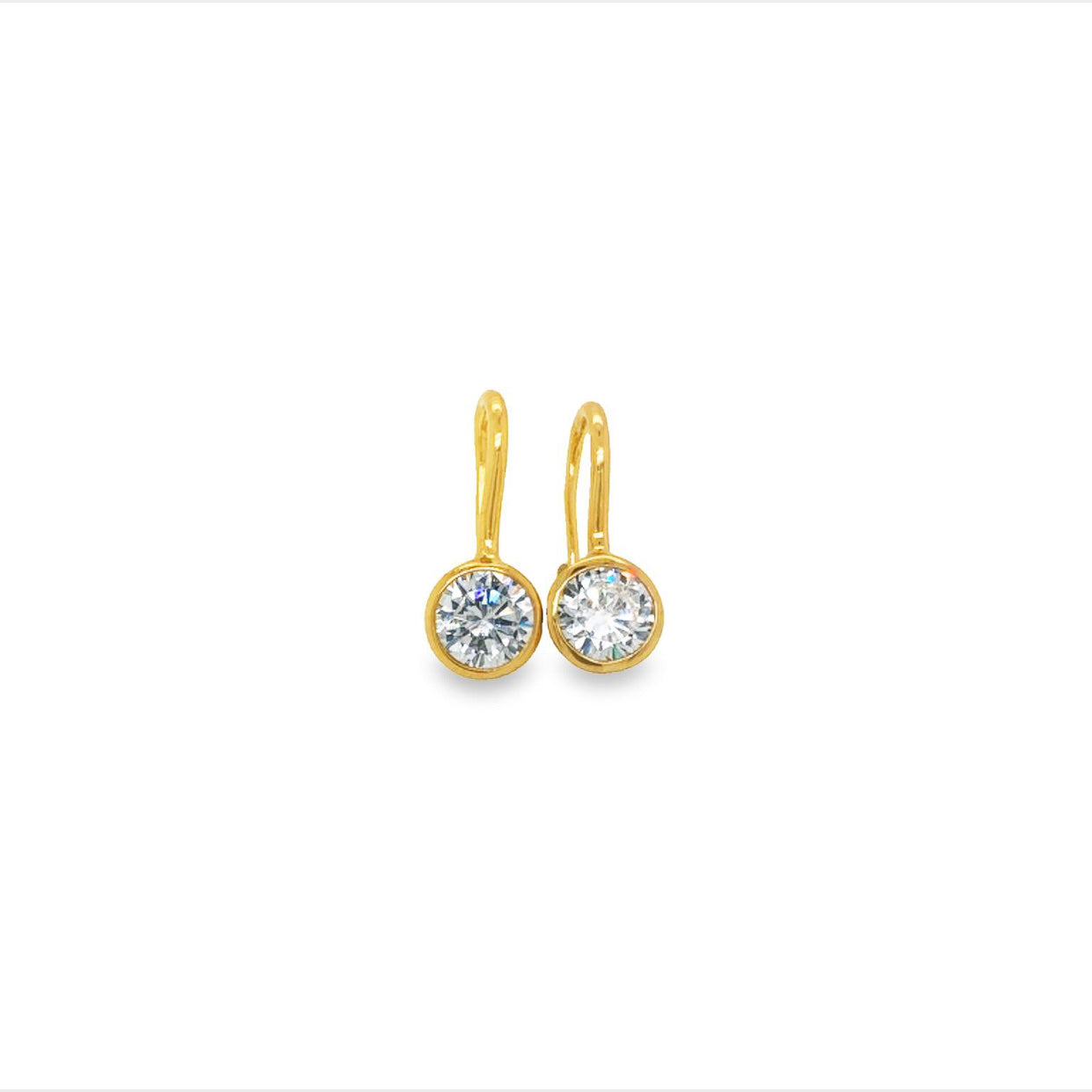 Silver Gold Plated Cz Set Fixed Hook Earrings