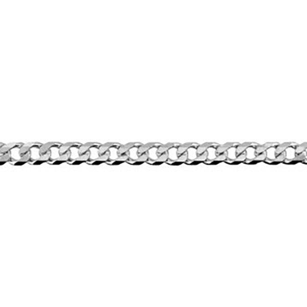 Sterling Silver Bevelled Diamond Cut Curb Chain 55Cms