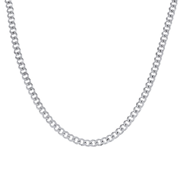 Sterling Silver Bevelled Diamond Cut Curb Chain 55Cms