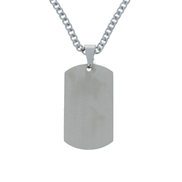 Stainless Steel Dog Tag Pendant With Brushed Finish One Side - Medium