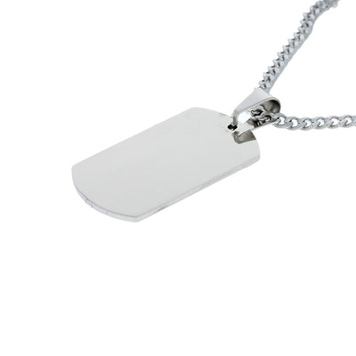 Stainless Steel Dog Tag Pendant With Brushed Finish One Side - Medium