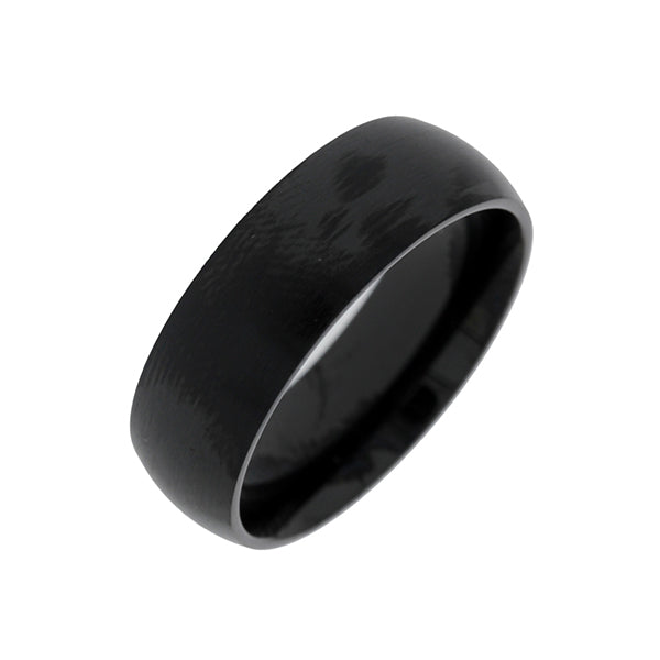 Black Stainless Steel Half Round Comfort Ring 8MM - Matte Finish Size 12/Y