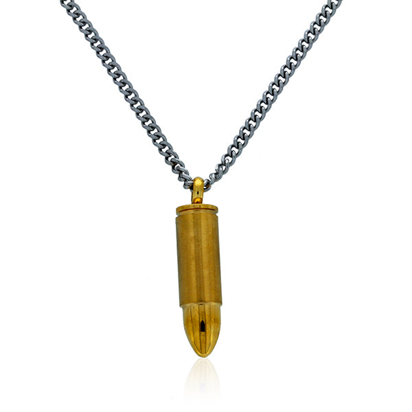 Stainless Steel Gold Plated Bullet Pendant