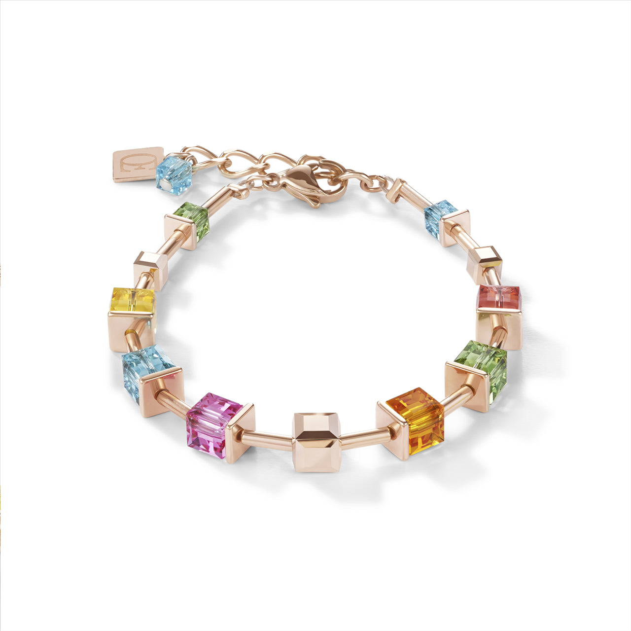 Coeur De Lion Bracelet, Stainless Steel Rose Gold Plated, With Multicoloured & Rose Gold Coloured Swarovski Crystals
