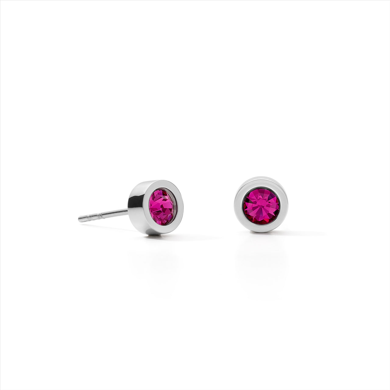 Coeur De Lion Earrings Stainless Steel With Pink Crystal Glass & Stainless Steel Stud Fittings