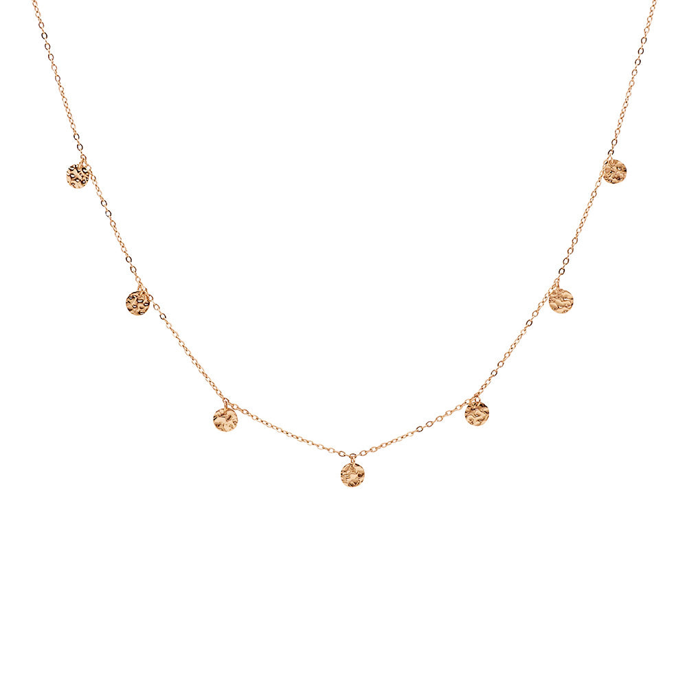 Stainless Steel Disc Rose Gold Plated Necklace 40Cm + 5Cm Ext