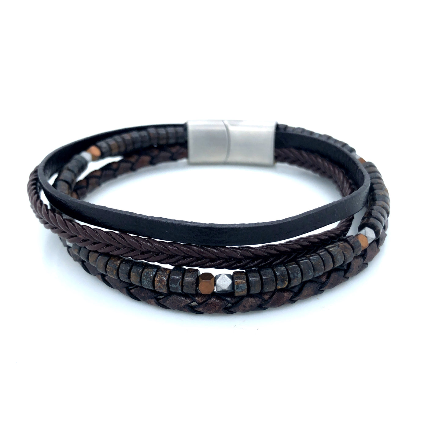 Buy Braided Dark Brown 100 Genuine Handcrafted  Funky Checks Mat Leather  Wrist Band Combo Pack Of 2 Bracelet Boys Men Online at Low Prices in India   Paytmmallcom
