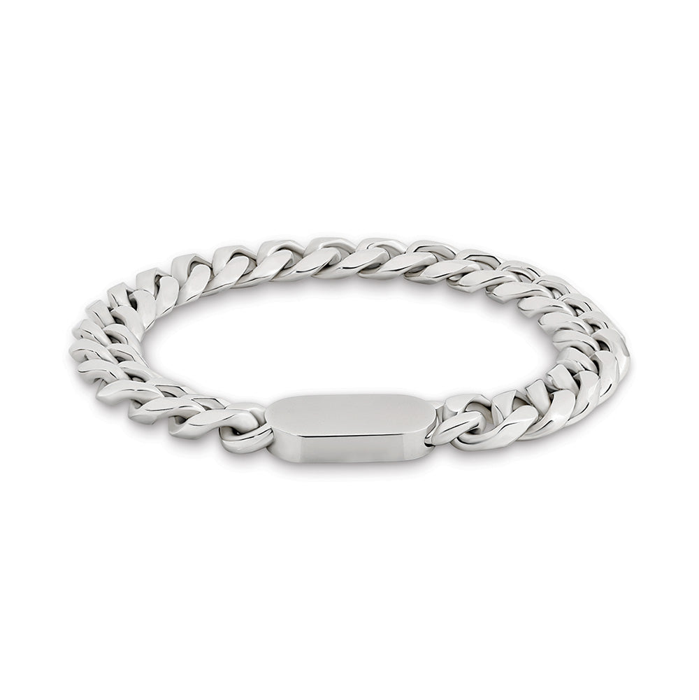 Stainless Steel Cuban Link Bracelet With Shark Clasp 22Cm